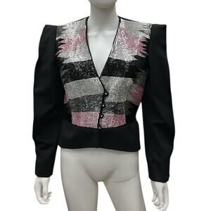 Polatof VTG Blazer Women’s Size Small Beaded with Box Pleat Sleeves and Peplum